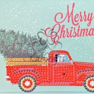 Diamond painting kaart kerstboom op auto